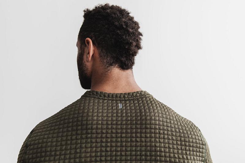 Men's Nobull Quilted Crew Pullover Hoodie Olive | SG L2526I